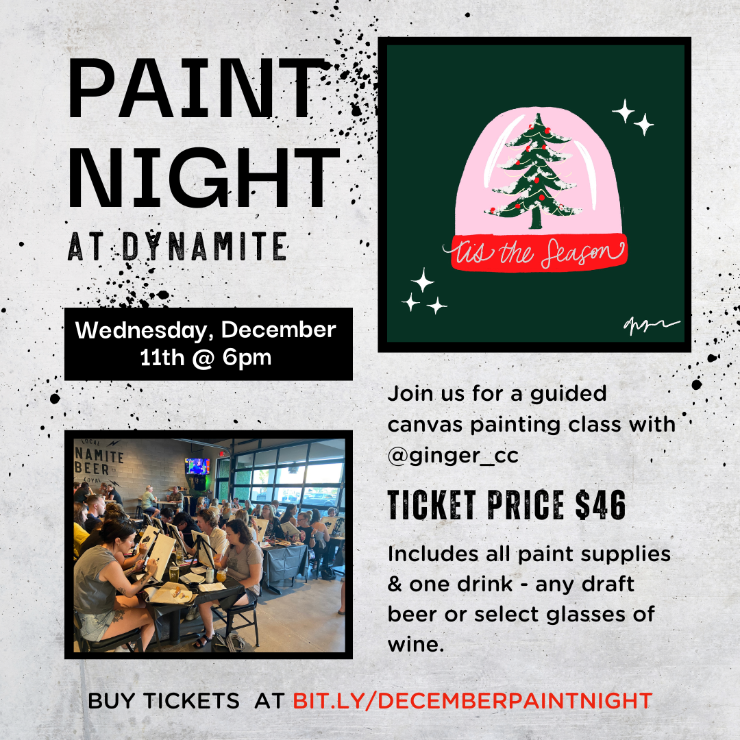 DYNAMITE BEER CO PAINT NIGHT- WEDNESDAY DECEMBER 11 @ 6 PM